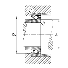 推力角接觸球軸承 BSB025062-T, 單向，接觸角 α = 60°，限制公差