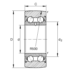 滾輪 LR50/7-2RSR, 雙向，兩側(cè)密封
