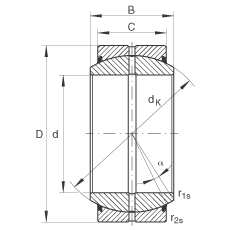 關(guān)節(jié)軸承 GE260-DO-2RS, 根據(jù) DIN ISO 12 240-1 標(biāo)準(zhǔn), 需維護(hù)，兩側(cè)唇密封