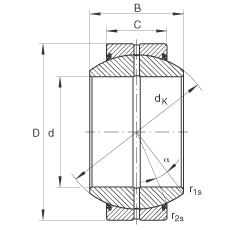 關(guān)節(jié)軸承 GE70-FO-2RS, 根據(jù) DIN ISO 12 240-1 標準, 需維護，兩側(cè)唇密封