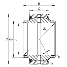 關(guān)節(jié)軸承 GE60-HO-2RS, 根據(jù) DIN ISO 12 240-1 標準, 需維護，兩側(cè)唇密封