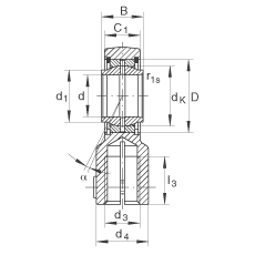 液壓桿端軸承 GIHNRK12-LO, 根據(jù) DIN ISO 12 240-4 標(biāo)準(zhǔn)，帶右旋螺紋夾緊裝置，需維護(hù)