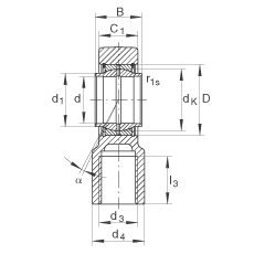 液壓桿端軸承 GIHNRK110-LO, 根據(jù) DIN ISO 12 240-4 標(biāo)準(zhǔn)，帶右旋螺紋夾緊裝置，需維護(hù)