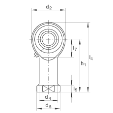 桿端軸承 GIKL20-PB, 根據(jù) DIN ISO 12 240-4 標(biāo)準(zhǔn)，帶左旋內(nèi)螺紋，需維護(hù)