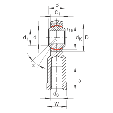 桿端軸承 GIKPR10-PW, 根據(jù) DIN ISO 12 240-4 標(biāo)準(zhǔn)，帶右旋小螺距內(nèi)螺紋，需維護