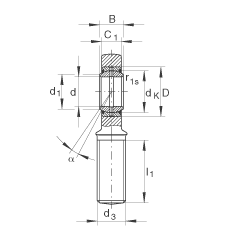 桿端軸承 GAL80-DO-2RS, 根據(jù) DIN ISO 12 240-4 標(biāo)準(zhǔn)，帶左旋外螺紋，需維護(hù)，兩側(cè)唇密封