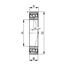 主軸軸承 HSS7002-C-T-P4S, 調(diào)節(jié)，成對安裝，接觸角 α = 15°，兩側(cè)唇密封，非接觸，加嚴公差