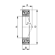 主軸軸承 HSS7002-E-T-P4S, 調(diào)節(jié)，成對安裝，接觸角 α = 25°，兩側(cè)唇密封，非接觸，限制公差
