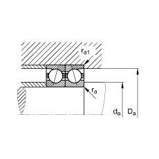 主軸軸承 B7214-E-T-P4S, 調(diào)節(jié)，成對或單元安裝，接觸角 α = 25°，限制公差