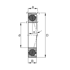 主軸軸承 HCB71921-C-T-P4S, 調(diào)節(jié)，成對或單元安裝，接觸角 α = 15°，陶瓷球，限制公差