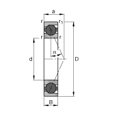 主軸軸承 HCB71922-E-T-P4S, 調(diào)節(jié)，成對(duì)或單元安裝，接觸角 α = 25°，陶瓷球，限制公差