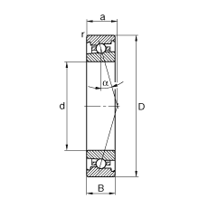 主軸軸承 HS7002-C-T-P4S, 調節(jié)，成對安裝，接觸角 α = 15°，限制公差