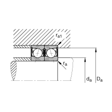 主軸軸承 B7214-C-2RSD-T-P4S, 調(diào)節(jié)，成對安裝，接觸角 α = 15°，兩側(cè)唇密封，非接觸，加嚴公差